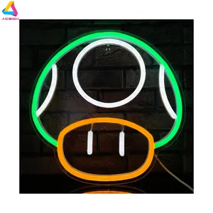 Game LED Neon Light Sign for Game Room Decor Super Mushroom NPC Wall Decor for Bedroom Man Cave Party Gaming Club Neon Wall Sign