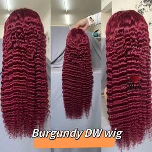 Pelucas Transparentes de Ondas Profundas Brasileñas Color Borgoña de Gran Venta con Cierre 5x5 y Unidades de Encaje Pre-arrancadas para Mujeres Negras - Product Image 6