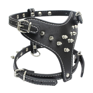 Leder <span class=keywords><strong>Spiked</strong></span> Studded <span class=keywords><strong>Dog</strong></span> Harness Pet Verstellbares Geschirr halsband für mittelgroße Hunde - Product Image 3