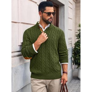 2025 suéter de punto de Cable para hombre, suéter informal de invierno cálido con botones, capucha, logotipo frontal, patrón de soporte de estilo navideño - Product Image 3