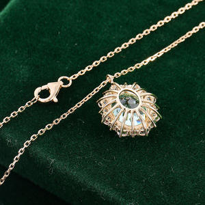 Collana in Zaffiro e Diamanti in Oro 10K, Collana con Gemme Coltivate, Gioiello Femminile di Alta Classe, Collana <span class=keywords><strong>Pallai</strong></span> Ba 14K, Gioielli Personalizzati - Product Image 4