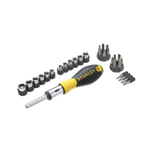 Juego de destornilladores de trinquete Stanley de 29 piezas con puntas y vasos para tareas de reparación de precisión - Product Image 1