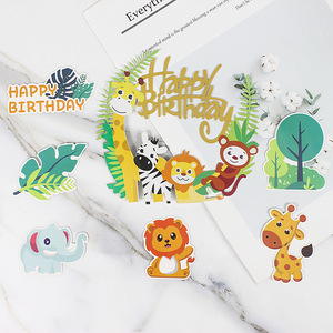 Forest Theme Birthday Cake Toppers Paper Die Cut Reusable Animal Zoo Decorations For Children's Party - Product Image 1