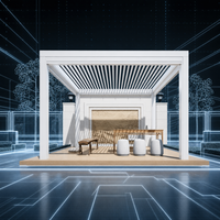 Pergola bioclimatique en aluminium, fabrication directe, toit à lames motorisées robustes, éclairage LED, télécommande, balcon, revêtement poudré