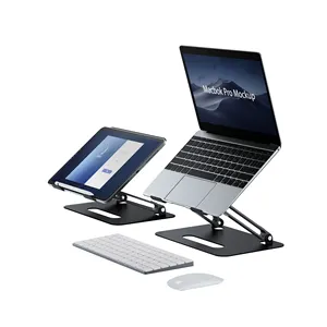 Newest Portable Aluminium Laptop Holder USB Hub Height Angle Adjustable Foldable Laptop Stand With Hub Docking Station