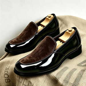 Mocassins de luxe pour hommes Xuanhui en cuir verni et daim, chaussures habillées pour affaires, mariages et soirées, grandes tailles 39-48 - Product Image 6