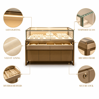 Vitrine de présentation de bijoux de luxe personnalisée sans cadre en verre trempé avec éclairage LED et tiroirs de rangement
