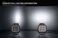 Projecteur de travail LED 45W, carré 3,78 pouces, 10-30V DC 12V 24V IP67, rétroéclairage ambre, pour camion, SUV, tout-terrain, 4x4, blanc