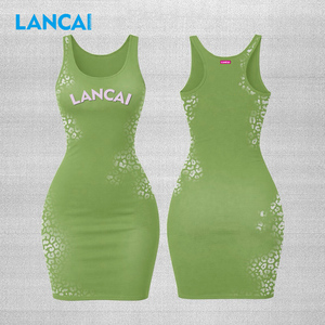 Lancai OEM ODM Service Factory Custom Summer Women's Casual Party Club Out Sleeveless Swrap Bodycon Mini Dress Elegant - Product Image 2