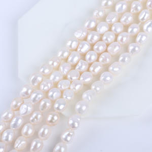 Cadena de Perlas Barrocas Naturales de Agua Dulce de Zhuji, 9-10 mm, Blancas, con Orificio Recto, Doble Cara, Ligeras, para Joyería DIY - Product Image 5