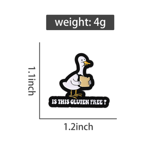Ist das Gluten Free Emaille Pin Cartoon Ente hält Brot Brosche Funny Food Badge Geschenk Schmuck Großhandel - Product Image 6