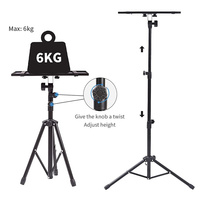 Trípode Estable para Proyector con Soporte Adicional para Teléfono, Soporte de Piso para Laptop de Metal Resistente, Altura Ajustable para Escenario/DJ