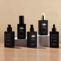 Rectangle de luxe 60ml verre noir parfum huile vaporisateur tête de pompe bouteille huile essentielle cosmétique conteneur pour visage crème Lotion