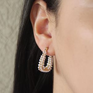 Pendientes Geométricos Trapezoidales Chapados en Oro de 18k con Diamantes, Pendientes de Acero Inoxidable para Uso Diario de Mujer TE6589 - Product Image 2