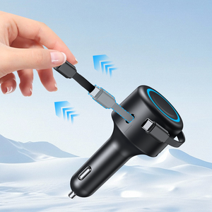 ที่ชาร์จโทรศัพท์มือถือในรถแบบ USB ใหม่ล่าสุดชาร์จเร็วโทรศัพท์ประเภท C PD45W 60W 4 in 1ที่ชาร์จในรถยนต์แบบยืดหดได้ - Product Image 2