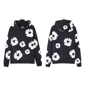 Felpa con Cappuccio 100% Cotone con Motivo Floreale in Schiuma, Ecologica, Antivento, Casual, Vestibilità Ampia, Manica Lunga, Unisex - Product Image 5