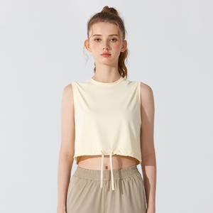 Camisetas sin mangas para mujer, Camisetas Básicas de verano para niñas, dobladillo ajustable, ropa de entrenamiento de moda informal - Product Image 5