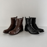 Sepatu Boots Wanita Formal Vintage Bernapas, Model Booties Kulit Sapi dengan Ritsleting Samping, Grosir dan Dapat Dipesan Sesuai Keinginan