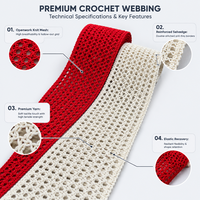 Bande élastique respirante ajourée en crochet, ruban extensible en maille tricotée pour la ceinture de vêtements et de robes