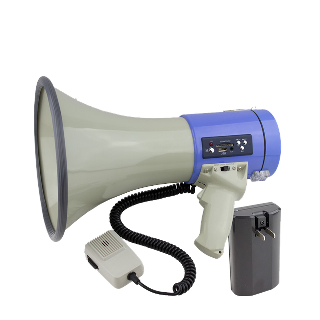 50W High-Power Loudspeaker Megaphone USB SD AUX Waterproof Plastic Cabinet for Public Address Safety Alarm Party Option Bettery