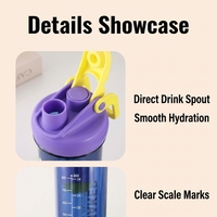 Bouteille shaker sport 700 ml avec couvercle support téléphone, anti-fuite, sans BPA, en plastique écologique, pour mélange de protéines, pour adultes, usage en salle de sport