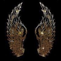 Modèle de transfert de strass en forme d'aile d'ange pour vêtements en verre personnalisé Hotfix Crystal Iron-on Bling Design