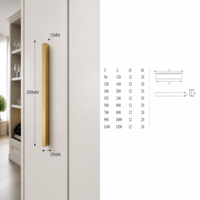Poignée de meuble moderne en alliage d'aluminium 200 mm, finition or brossé, durable, installation facile, barre de tirage pour armoire de cuisine et penderie