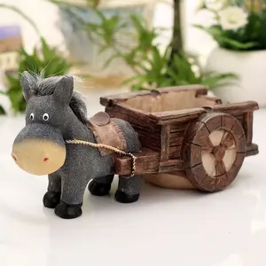 Resin Donkey Pulling Mill Ashtray Cigar Ashtray With Cover Creative Accessories Office Table Ornaments Boyfriend Father Gift