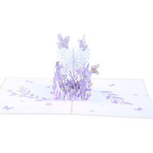 การ์ดอวยพรแบบป๊อปอัพลายดอกไม้รูปผีเสื้อ3D การ์ดสีม่วงของขวัญสำหรับผู้หญิงภรรยาลูกสาวคุณแม่คิดแบบ<span class=keywords><strong>วัน</strong></span> - Product Image 3