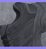 Chaussures de travail pour hommes, semelle épaisse noire unie, antidérapantes, durables, baskets de course