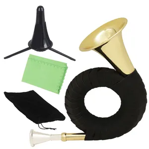 Оптовая продажа, ветровой музыкальный инструмент, мини-дешевый латунный Маршевый рожок Bb с кронштейном