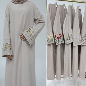 Turchia medio oriente Dubai fiore ricamato <span class=keywords><strong>serie</strong></span> elegante Maxi musulmano donna Abaya poliestere traspirante manica lunga Casual - Product Image 1
