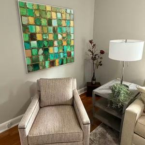 Pintura al Óleo Abstracta con Textura de Mosaico, Naturaleza Muerta Verde y Dorada, Lienzo Grande Hecho a Mano, Arte de Pared para Decoración del Hogar y Hoteles - Product Image 5