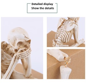 Ornement de crâne en résine fabriqué en Chine pour Halloween, avec la citation 'Ne voir pas le mal, ne entendre pas le mal, ne parler pas le mal', décoration artisanale squelette pour la décoration fantôme - Product Image 6