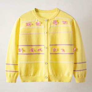 Cárdigan de algodón de invierno para niñas con lindo patrón de setas florales suéteres de bebé tejidos a mano cálidos para niños - Product Image 3