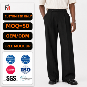 Pantaloni da Uomo su Misura a <span class=keywords><strong>Gamba</strong></span> Larga, Vestibilità Elegante, Formali per Ufficio <span class=keywords><strong>e</strong></span> Business, Personalizzabili - Product Image 1