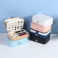 Boîte à bijoux portable en cuir PU pour femmes et filles, organiseur de boucles d'oreilles, emballage cadeau, boîte à bijoux de voyage
