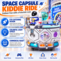 Machine à balançoire pour enfants à monnayeur, équipement de jeu intérieur en forme de capsule spatiale avec construction en plastique et métal