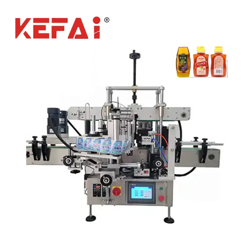 KEFAI Automatic table top double two sides square flat bottle sticker labelling machine automatic 1side 2 side labeling machine
