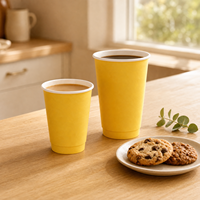 Gobelet en papier jetable jaune pour café, thé, boissons chaudes ou froides, à emporter, pour café, jus, lait, thé, fête, service de restauration