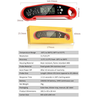 Termometer daging BBQ antiair, Digital LCD tahan air pengontrol suhu higrometer Plastik memasak dapur rumah tangga
