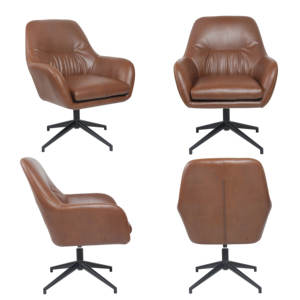 Sedia da Ufficio CARLFORD dal Design Moderno in Pelle PU Marrone con Braccioli Ergonomici, Sedia per Casa Senza Ruote in Materiale Similpelle - Product Image 3