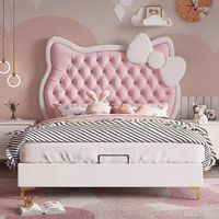 Lit double pour enfants King Size, cadre de lit en forme d'animal, design de dessin animé, lit en forme de chat