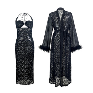 <span class=keywords><strong>Kimono</strong></span> in pizzo trasparente, <span class=keywords><strong>vestaglia</strong></span> avvolgente a maniche lunghe, lingerie sexy da notte per <span class=keywords><strong>donna</strong></span> - Product Image 6