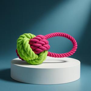 Giocattolo per Animali Domestici Yommy in Corda Intrecciata, Multicolore, Cotone, 23 Cm, Gioco Interattivo per Cani - Product Image 1