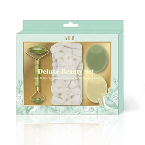 Ensemble d'outils de beauté MEJ : Rouleau de jade, bandeaux pour cheveux, brosse nettoyante faciale en silicone - Product Image 1