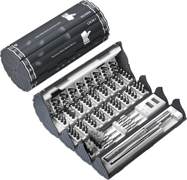 128 in 1 Electronics Precision Screwdriver Set, Professional Magnetic Repair Tool Kit with 122 Bits