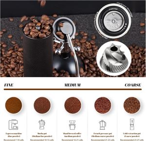 Moulin à café manuel portable, mini moulin à expresso domestique de grande capacité, corps en alliage d'aluminium, meule en acier inoxydable 420, noyau CNC - Product Image 2