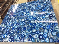 Dalles de pierre semi-précieuse en agate bleue translucide, panneau mural en pierre naturelle, vente en gros