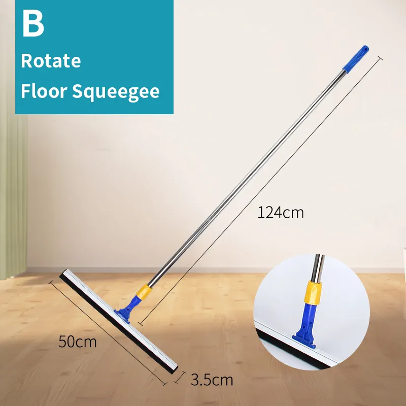 Adjustable Floor Glass Window Wiper Long Handle EVA Blade Floor Cleaning Squeegee With Handle